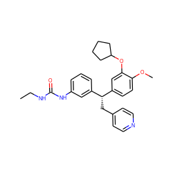 CCNC(=O)Nc1cccc([C@@H](Cc2ccncc2)c2ccc(OC)c(OC3CCCC3)c2)c1 ZINC000013442029