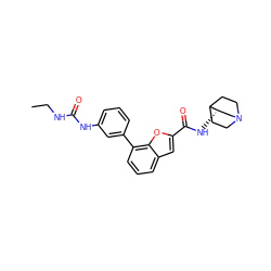 CCNC(=O)Nc1cccc(-c2cccc3cc(C(=O)N[C@H]4CN5CCC4CC5)oc23)c1 ZINC000003928212