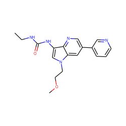 CCNC(=O)Nc1cn(CCOC)c2cc(-c3cccnc3)cnc12 ZINC000653766981