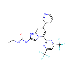 CCNC(=O)Nc1cn2c(-c3nc(C(F)(F)F)cc(C(F)(F)F)n3)cc(-c3cccnc3)cc2n1 ZINC000045302899