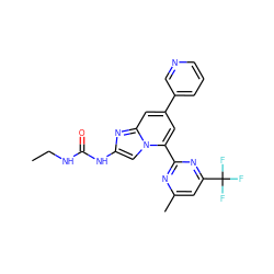 CCNC(=O)Nc1cn2c(-c3nc(C)cc(C(F)(F)F)n3)cc(-c3cccnc3)cc2n1 ZINC000045302898