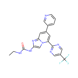 CCNC(=O)Nc1cn2c(-c3ncc(C(F)(F)F)cn3)cc(-c3cccnc3)cc2n1 ZINC000045245793