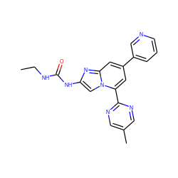 CCNC(=O)Nc1cn2c(-c3ncc(C)cn3)cc(-c3cccnc3)cc2n1 ZINC000045289290