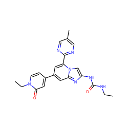 CCNC(=O)Nc1cn2c(-c3ncc(C)cn3)cc(-c3ccn(CC)c(=O)c3)cc2n1 ZINC000045253463