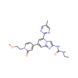 CCNC(=O)Nc1cn2c(-c3ncc(C)cn3)cc(-c3ccn(CCOC)c(=O)c3)cc2n1 ZINC000045321210