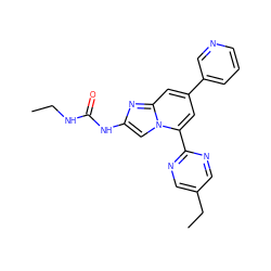 CCNC(=O)Nc1cn2c(-c3ncc(CC)cn3)cc(-c3cccnc3)cc2n1 ZINC000045300662