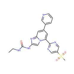 CCNC(=O)Nc1cn2c(-c3ncc(S(C)(=O)=O)cn3)cc(-c3cccnc3)cc2n1 ZINC000045254954