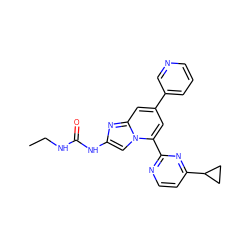 CCNC(=O)Nc1cn2c(-c3nccc(C4CC4)n3)cc(-c3cccnc3)cc2n1 ZINC000045253959