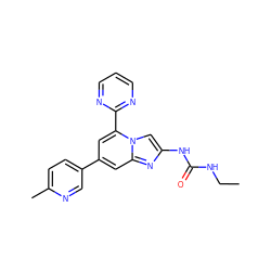 CCNC(=O)Nc1cn2c(-c3ncccn3)cc(-c3ccc(C)nc3)cc2n1 ZINC000045257062