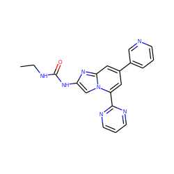 CCNC(=O)Nc1cn2c(-c3ncccn3)cc(-c3cccnc3)cc2n1 ZINC000045245072