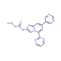 CCNC(=O)Nc1cn2c(-c3ncccn3)cc(-c3cncnc3)cc2n1 ZINC000045291073