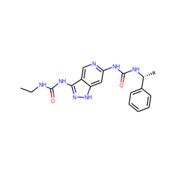 CCNC(=O)Nc1n[nH]c2cc(NC(=O)N[C@H](C)c3ccccc3)ncc12 ZINC000210742498