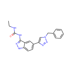 CCNC(=O)Nc1n[nH]c2ccc(-c3cn(Cc4ccccc4)nn3)cc12 ZINC000146841372