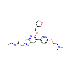 CCNC(=O)Nc1nc2cc(-c3ccc(OCCN(C)C)nc3)c(OC[C@@H]3CCOC3)nc2s1 ZINC000169340134