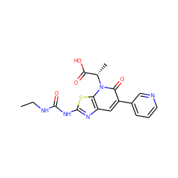 CCNC(=O)Nc1nc2cc(-c3cccnc3)c(=O)n([C@@H](C)C(=O)O)c2s1 ZINC000103263645