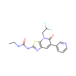 CCNC(=O)Nc1nc2cc(-c3cccnc3)c(=O)n(CC(F)F)c2s1 ZINC000103264864