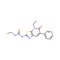 CCNC(=O)Nc1nc2cc(-c3cccnc3)c(=O)n(CC)c2s1 ZINC000103264858