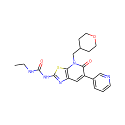 CCNC(=O)Nc1nc2cc(-c3cccnc3)c(=O)n(CC3CCOCC3)c2s1 ZINC000103264877