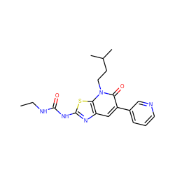 CCNC(=O)Nc1nc2cc(-c3cccnc3)c(=O)n(CCC(C)C)c2s1 ZINC000103264871