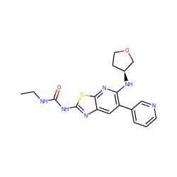 CCNC(=O)Nc1nc2cc(-c3cccnc3)c(N[C@H]3CCOC3)nc2s1 ZINC000169340106