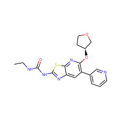 CCNC(=O)Nc1nc2cc(-c3cccnc3)c(O[C@H]3CCOC3)nc2s1 ZINC000169340097