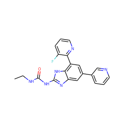 CCNC(=O)Nc1nc2cc(-c3cccnc3)cc(-c3ncccc3F)c2[nH]1 ZINC000003821134