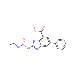 CCNC(=O)Nc1nc2cc(-c3cccnc3)cc(C(=O)OC)c2[nH]1 ZINC000033982192