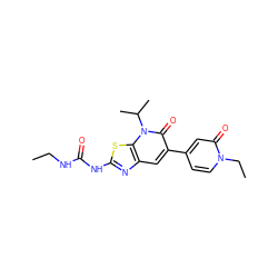 CCNC(=O)Nc1nc2cc(-c3ccn(CC)c(=O)c3)c(=O)n(C(C)C)c2s1 ZINC000103264836