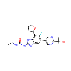 CCNC(=O)Nc1nc2cc(-c3cnc(C(C)(C)O)nc3)c(F)c([C@H]3CCCO3)c2[nH]1 ZINC000095566004