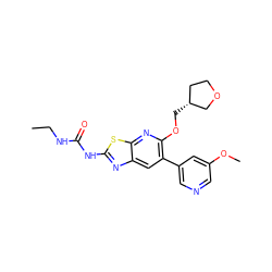 CCNC(=O)Nc1nc2cc(-c3cncc(OC)c3)c(OC[C@@H]3CCOC3)nc2s1 ZINC000169340124