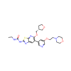 CCNC(=O)Nc1nc2cc(-c3cncc(OCCN4CCOCC4)c3)c(OC[C@@H]3CCOC3)nc2s1 ZINC000169340139