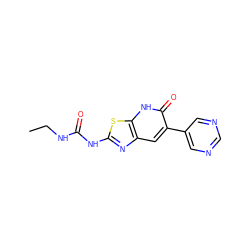 CCNC(=O)Nc1nc2cc(-c3cncnc3)c(=O)[nH]c2s1 ZINC000103264853