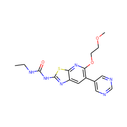 CCNC(=O)Nc1nc2cc(-c3cncnc3)c(OCCOC)nc2s1 ZINC000069063223