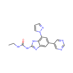 CCNC(=O)Nc1nc2cc(-c3cncnc3)cc(-n3cccn3)c2[nH]1 ZINC000045498339