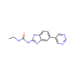 CCNC(=O)Nc1nc2cc(-c3cncnc3)ccc2[nH]1 ZINC000040891706