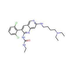 CCNC(=O)Nc1nc2cc(NCCCCN(CC)CC)ncc2cc1-c1c(Cl)cccc1Cl ZINC000013647861