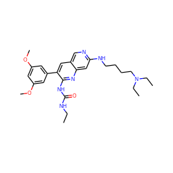 CCNC(=O)Nc1nc2cc(NCCCCN(CC)CC)ncc2cc1-c1cc(OC)cc(OC)c1 ZINC000013647833