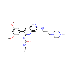 CCNC(=O)Nc1nc2cc(NCCCN3CCN(C)CC3)ncc2cc1-c1cc(OC)cc(OC)c1 ZINC000022933806