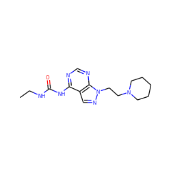 CCNC(=O)Nc1ncnc2c1cnn2CCN1CCCCC1 ZINC000208586398