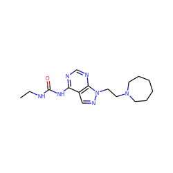 CCNC(=O)Nc1ncnc2c1cnn2CCN1CCCCCC1 ZINC000208590259