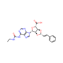 CCNC(=O)Nc1ncnc2c1ncn2[C@@H]1O[C@H](C(=O)O)[C@H]2O[C@H](/C=C/c3ccccc3)O[C@H]21 ZINC000029125296