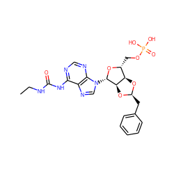 CCNC(=O)Nc1ncnc2c1ncn2[C@@H]1O[C@H](COP(=O)(O)O)[C@H]2O[C@@H](Cc3ccccc3)O[C@H]21 ZINC000029135150