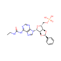 CCNC(=O)Nc1ncnc2c1ncn2[C@@H]1O[C@H](COP(=O)(O)O)[C@H]2O[C@@H](c3ccccc3)O[C@H]21 ZINC000029135036