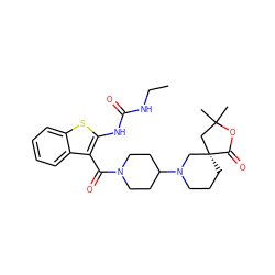 CCNC(=O)Nc1sc2ccccc2c1C(=O)N1CCC(N2CCC[C@]3(C2)CC(C)(C)OC3=O)CC1 ZINC000034946417