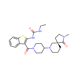 CCNC(=O)Nc1sc2ccccc2c1C(=O)N1CCC(N2CCC[C@]3(CCN(C)C3=O)C2)CC1 ZINC000084669021