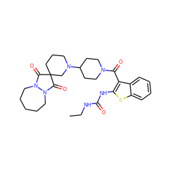 CCNC(=O)Nc1sc2ccccc2c1C(=O)N1CCC(N2CCCC3(C2)C(=O)N2CCCCCN2C3=O)CC1 ZINC000084691035