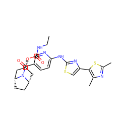 CCNC(=O)O[C@@H]1C[C@@H]2CC[C@H](C1)N2C(=O)c1ccc(Nc2nc(-c3sc(C)nc3C)cs2)nc1 ZINC001772575077