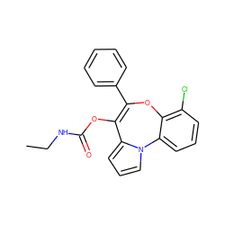 CCNC(=O)OC1=C(c2ccccc2)Oc2c(Cl)cccc2-n2cccc21 ZINC000013491305