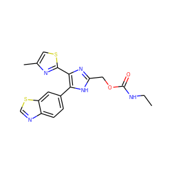 CCNC(=O)OCc1nc(-c2nc(C)cs2)c(-c2ccc3ncsc3c2)[nH]1 ZINC000095561097