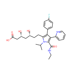 CCNC(=O)c1c(-c2ccccn2)c(-c2ccc(F)cc2)c(CC[C@@H](O)C[C@@H](O)CC(=O)O)n1C(C)C ZINC000014967811